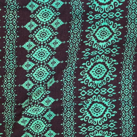 Navy Blue and Teal Patterned Skirt - Picture 2 of 2